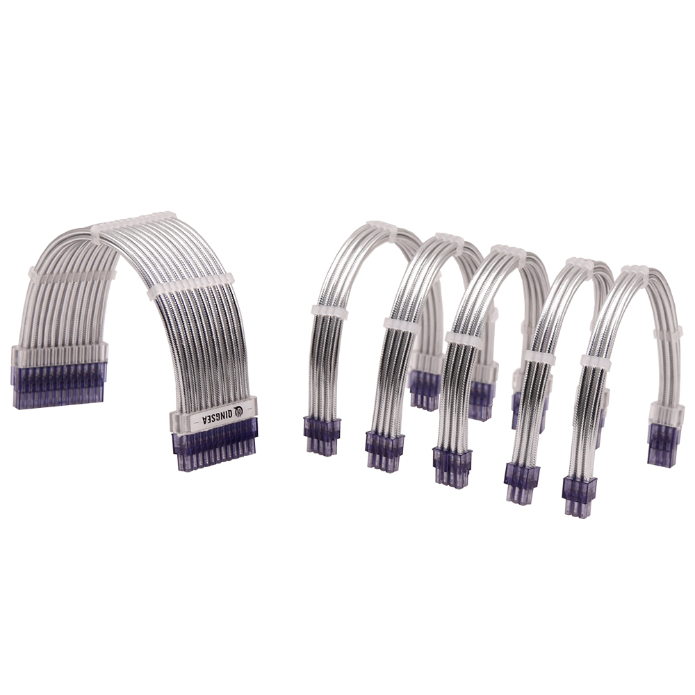PC Pwer Supply Silver Plating Reflects Light Extension Cable for Computer Extension Cord 24PIN 4+4PIN 6+2PIN