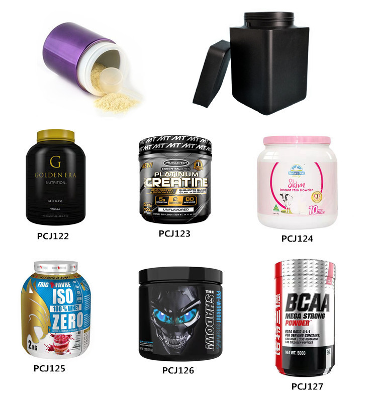 HDPE Sports Nutrition 1200ml Square Plastic Storage Jars Canisters