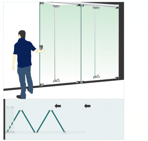 Zinc Alloy Glass Hardware Sliding Folding Frameless Glazing Systems Interior Bifold Door