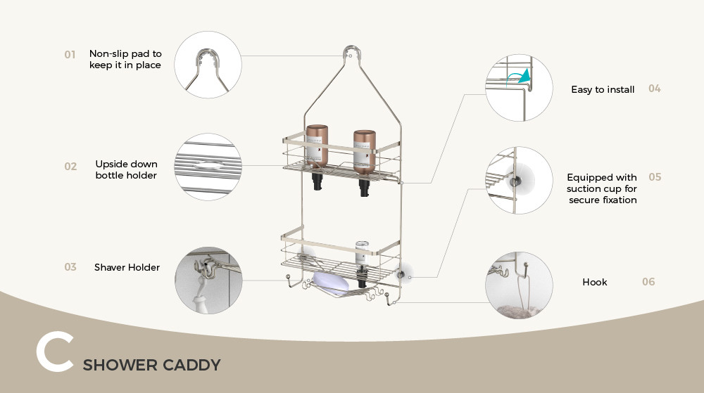 Hanging Bathroom Organizer Shower Shelf for Inside Shower No Drilling Racks Over Showerhead Rack Shower Caddy