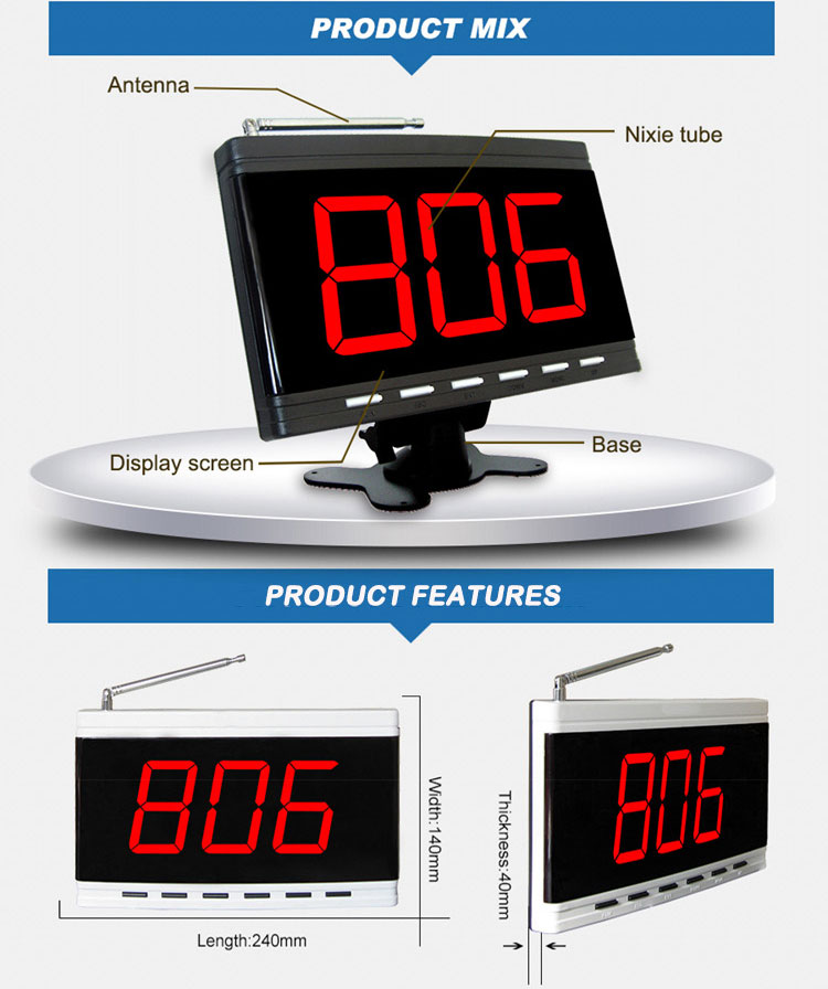 Support Customized logo wireless paging system restaurant call bell switch