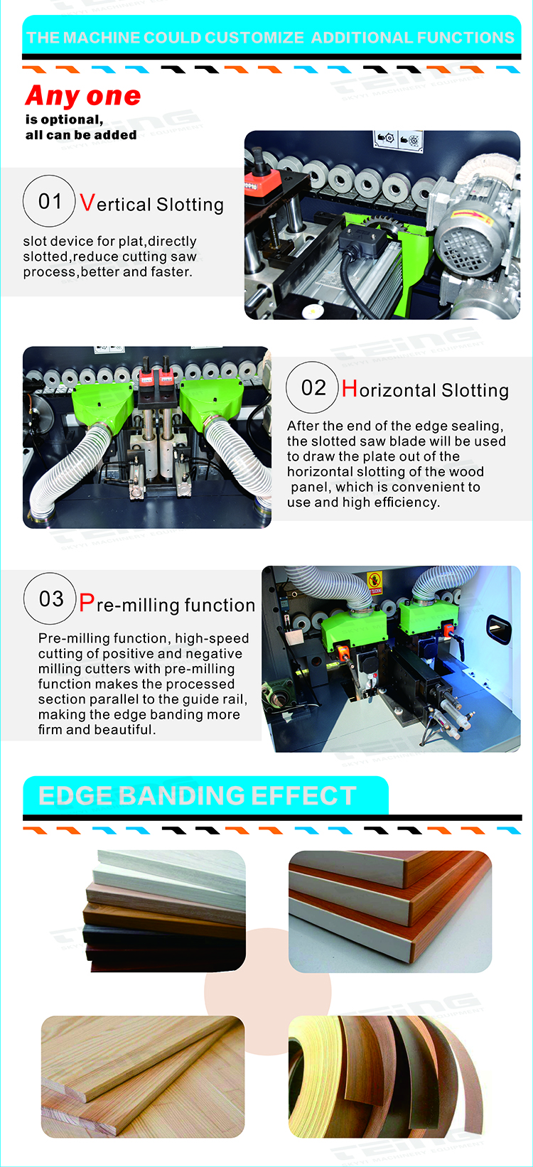 8.5kW Power Automatic Edge Bander with Double Trimming and Electric Lifting Mode SKY420