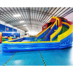 1000D Playground Bounce House Inflatable Water Slide With Pool