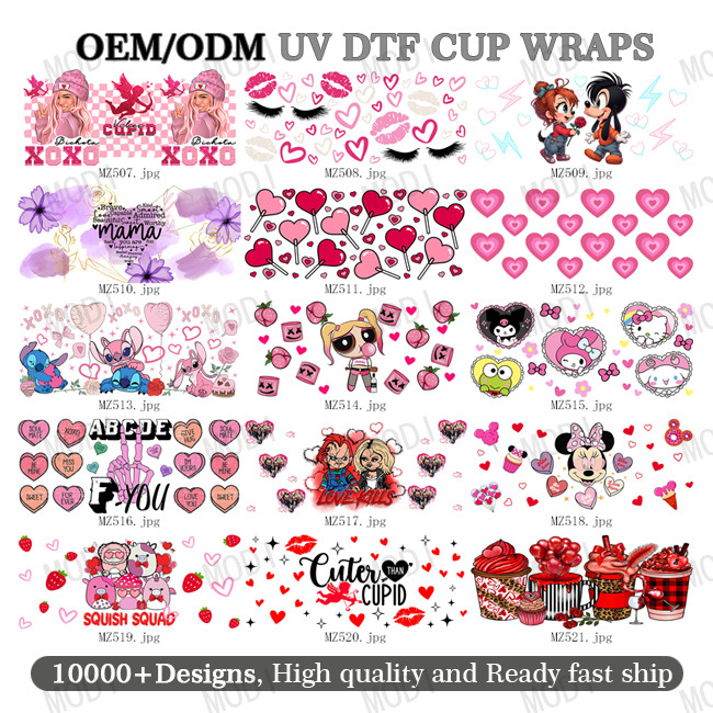 Valentine'S Day UV DTF Transfers For Cups Wraps Custom Logo Libbey Glass Tumbler