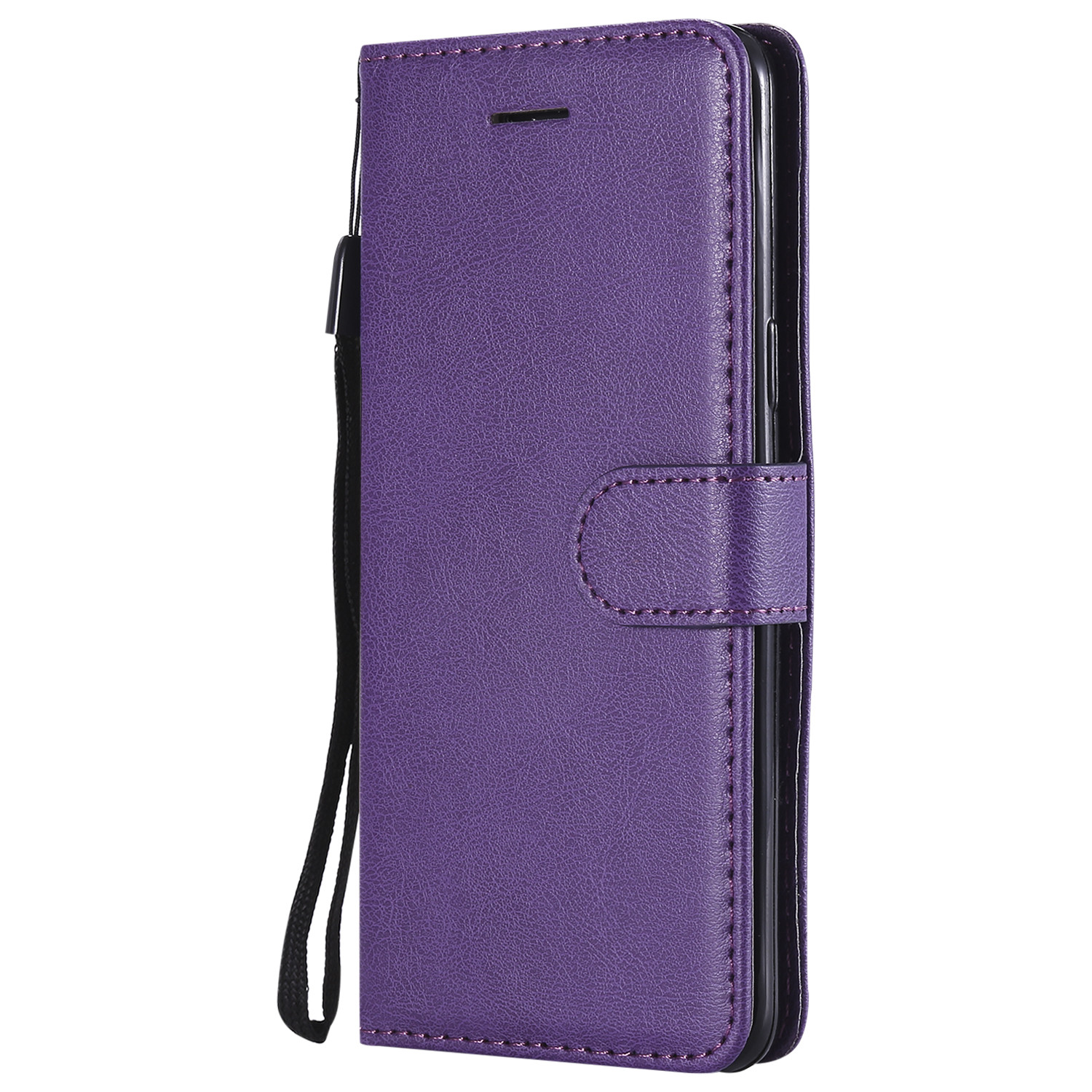 Samsung S9 Pure Color Leather Wallet Protective Case with Card Slots
