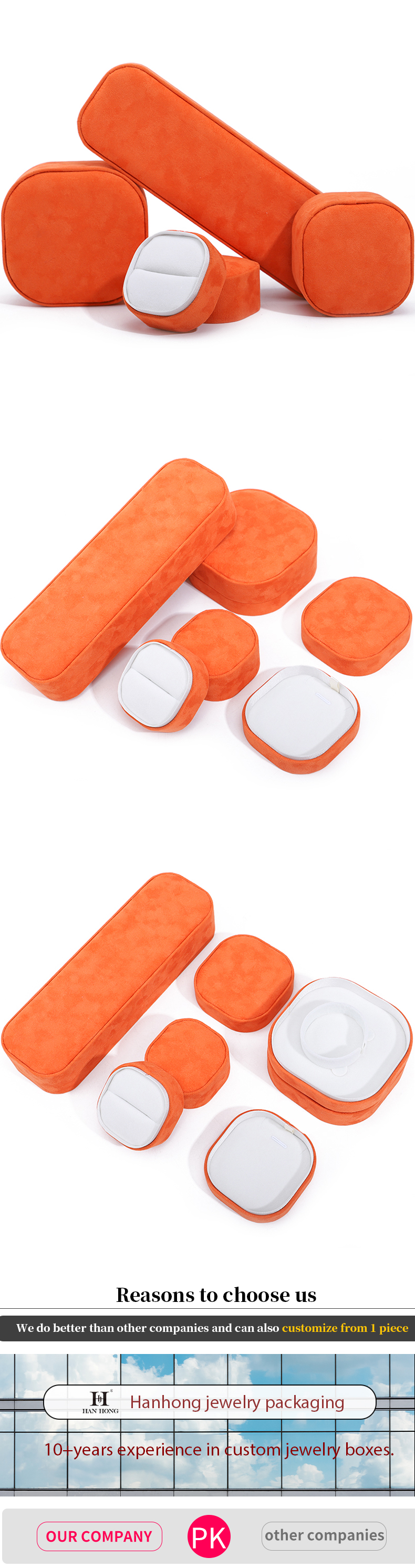 Orange Velvet Jewelry Box for Bracelet Necklace Bracelet Ring by Hanhong Custom Logo