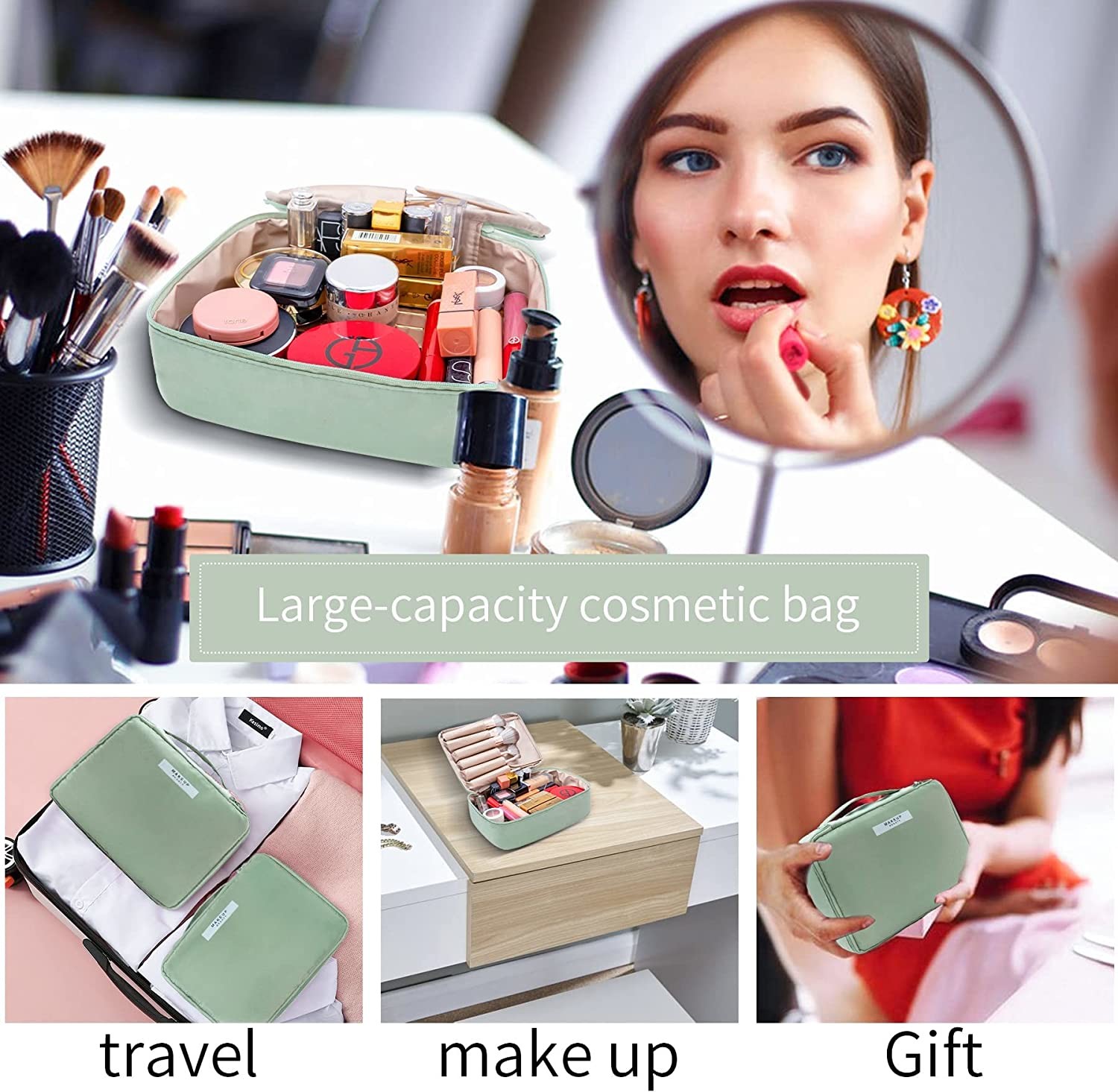 Hot sell bags comsmetic bag lager-capacity cosmetic bag with handle for ladies women
