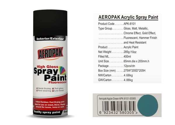 Quality 400ml Apple Green Acrylic Spray Paint MSDS Certificated For Car APK-8101 for sale