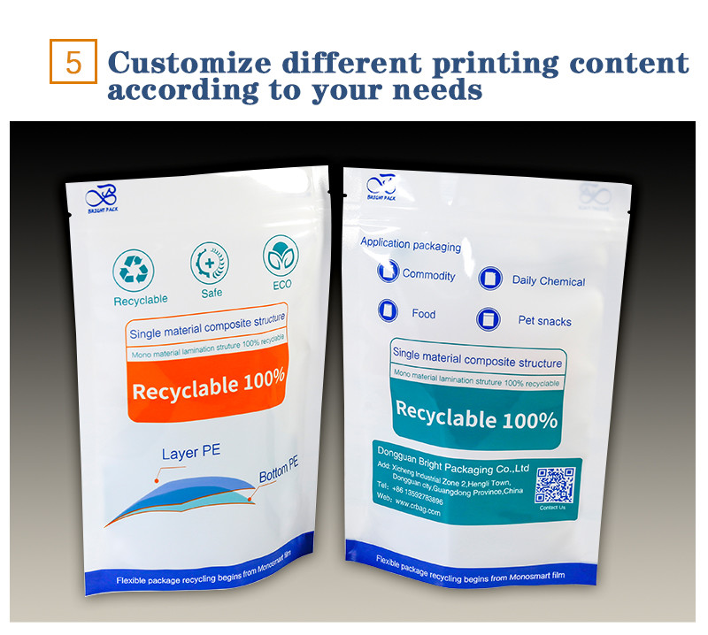 Eco-Friendly Long-Lasting Recycled Candy Stand Up Food Storage Bags