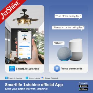 42 inches Invisible Blade Ceiling Fan Farmhouse Style With Light