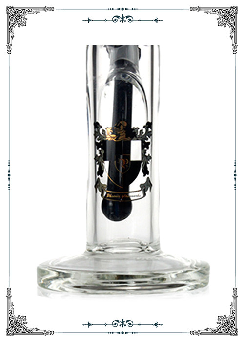 10" Height Straight Tube Glass Bongs Percolator Water Pipe With Golden Logo