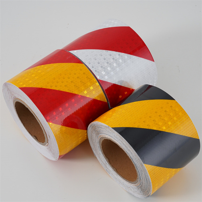 OEM Yellow Black Vinyl Reflective Warning Tape Stripe For Tempory Work Zone