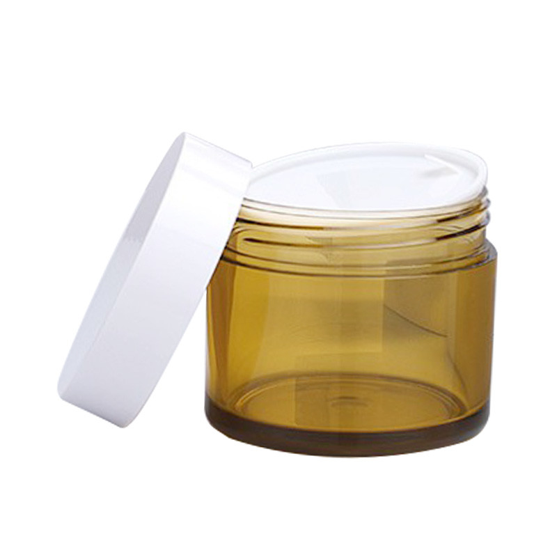 SGS 120g 150g Cosmetic Yellow Glass Jar Round Glass Canister With Lid