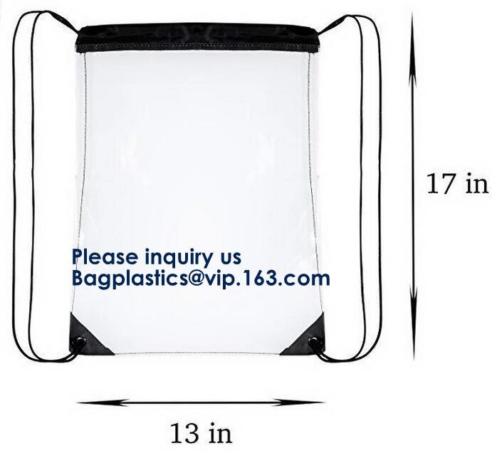 OEM Design Promotion PVC Drawstring GYM Bag,Clear PVC Drawstring Bag With Gold String Promotional Reflective Plastic PVC