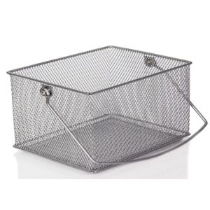 Rectangular 370mm Lengh 250mm Width Wire Mesh Storage Baskets With Handle