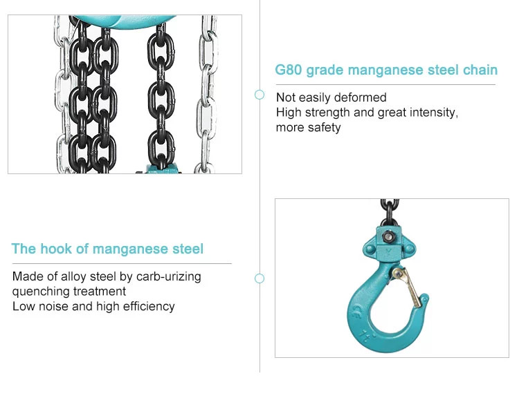 50T 1.5m Lifting 250Kg SS Hand Operated Chain Hoist