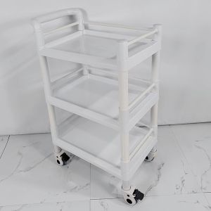 Modular 3-Shelf Medical Trolley with Safety Rails Easy Assembly Plastic Cart