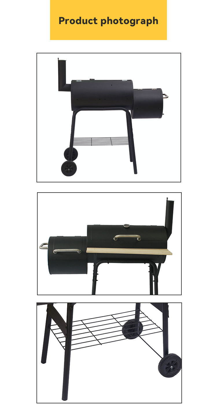 Chrome Plated Customizable Trolley Double Oven Drawer Charcoal Pellet Rotisserie BBQ Grill