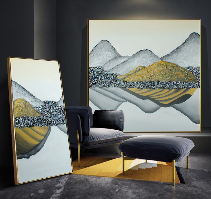 Modern Triptych Wall Decor Hand Painted Oil Painting on Textured Canvas in Colorful Landscape Design