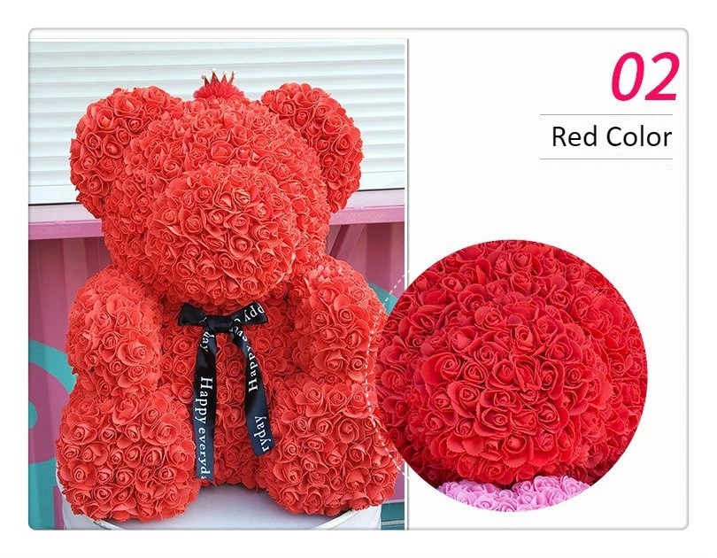 Crazy selling gift foam rose teddy bear Factory Price Artificial Flower Gaint Teddy Bear