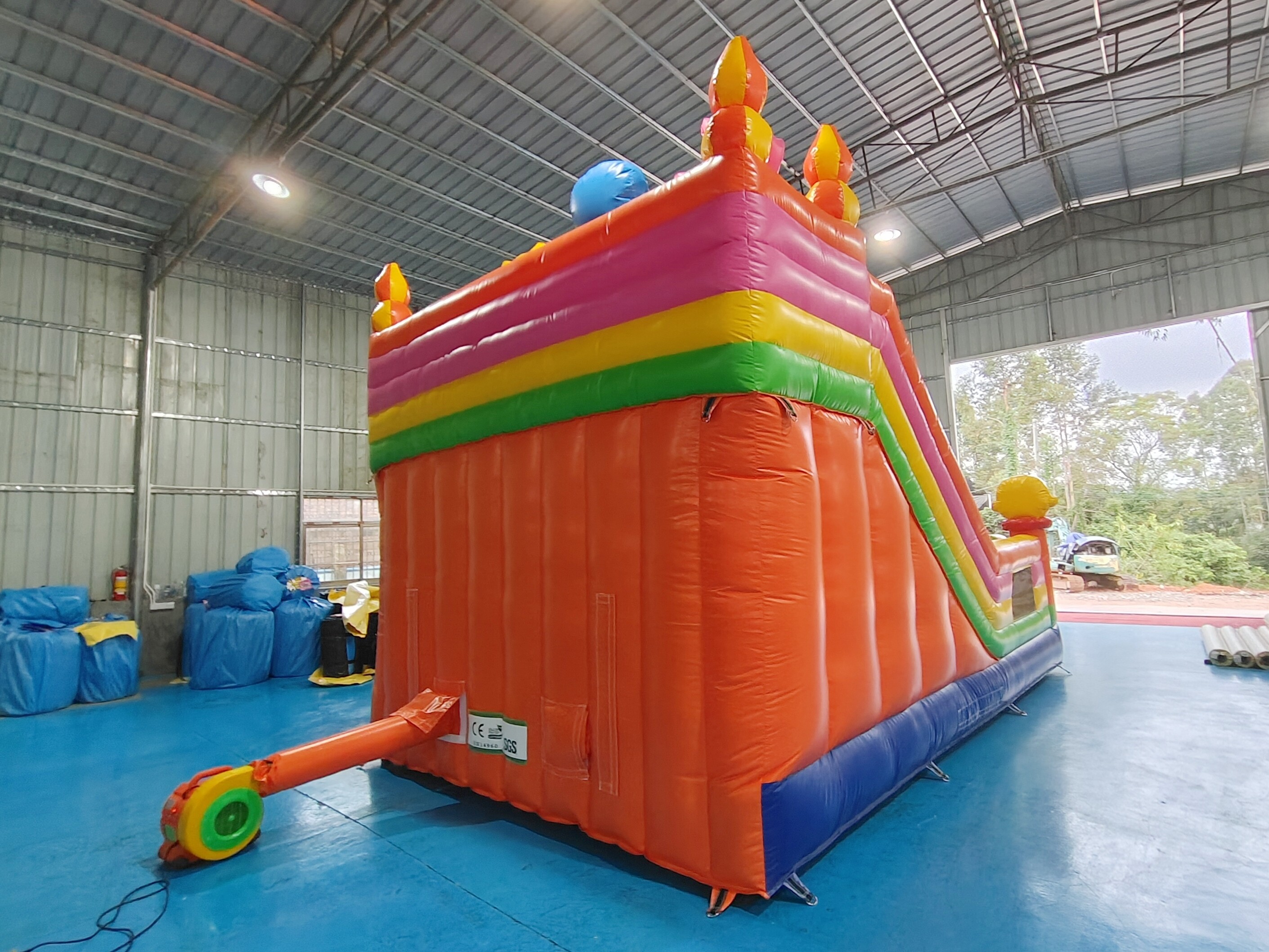Commercial Digital Printing Inflatable Dry Slide Double Slides Catoon Figures For Outdoor For Kids