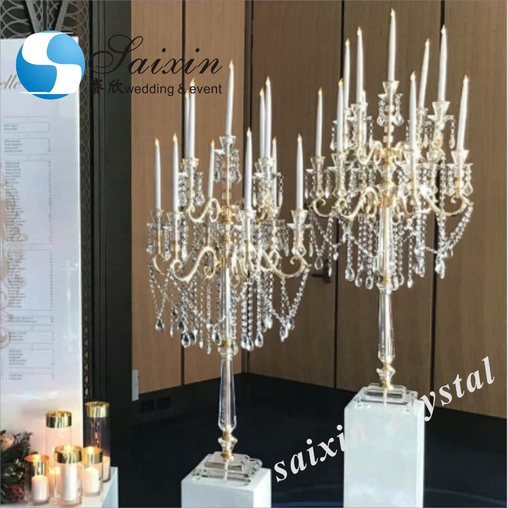 13 Arms Flower Gold Metal Candelabra Wedding 130CMx68cm
