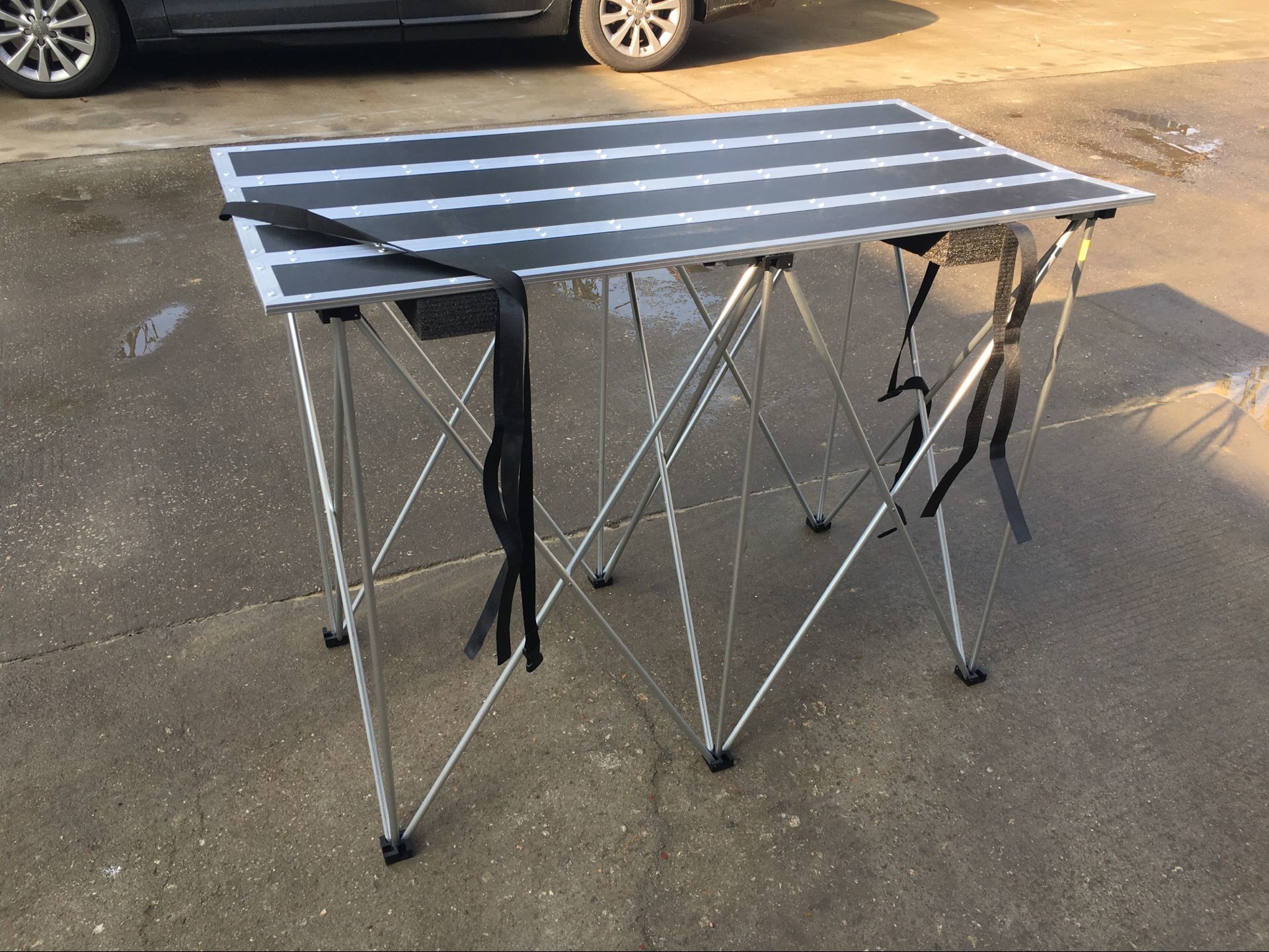 Plywood Aluminum Dj Stand Table Built In Shelf Folds Down Easy Transport