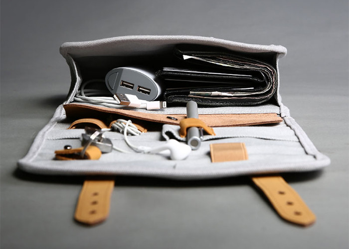 Unisex Genuine Leather Travel Organizer Bag For Wallet Passport Holder