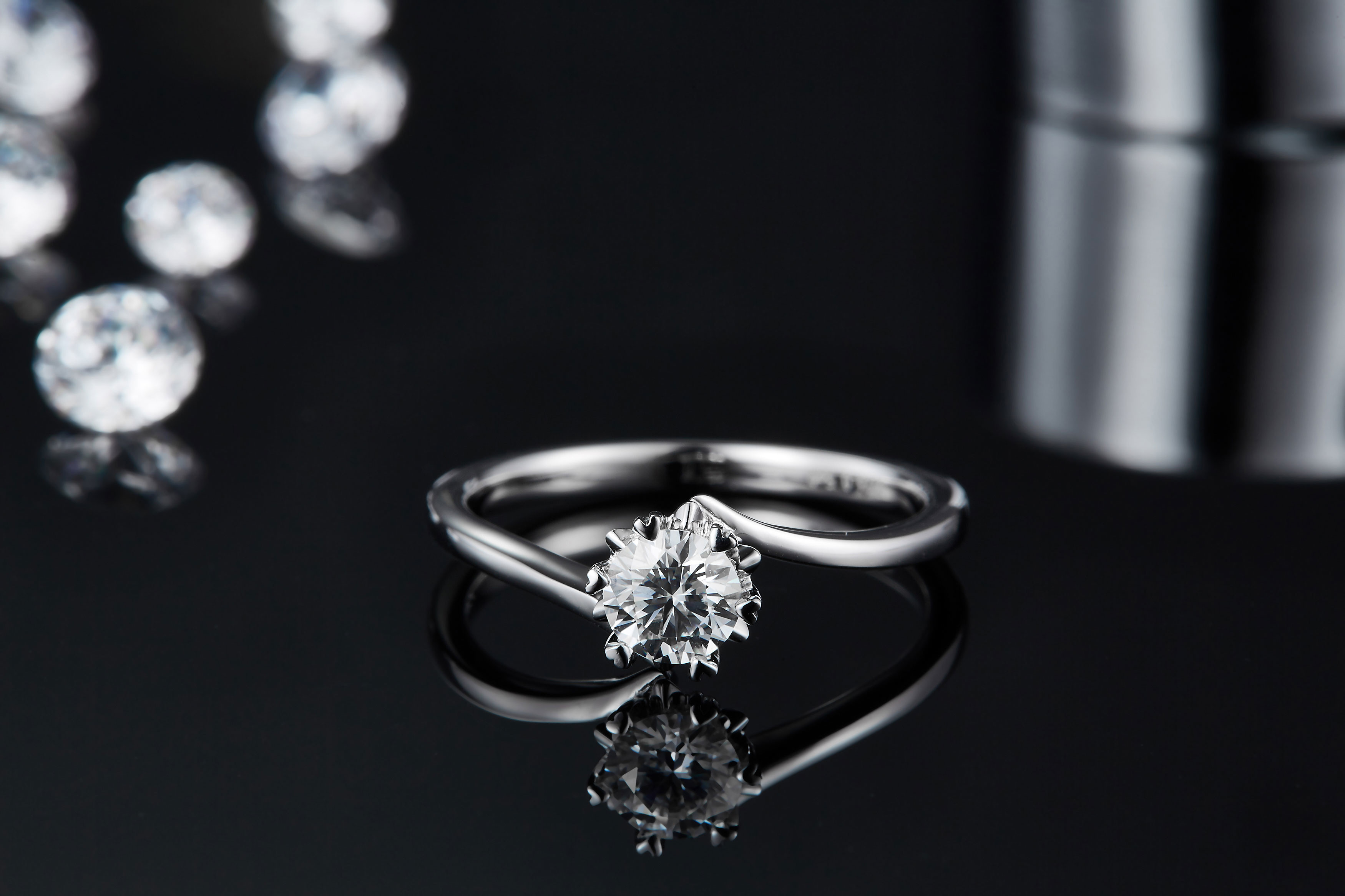 Lady 9k Round 7.5mm Moissanite Open Fashion Grandeur Jewelry Silver Ring