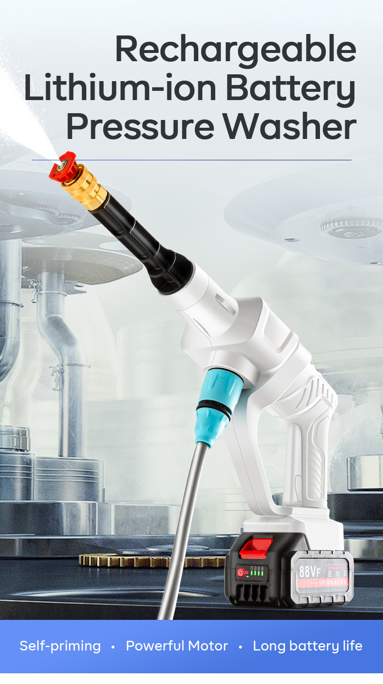 Electric Lithium High Pressure Washer Gun , High Pressure Cleaning Gun