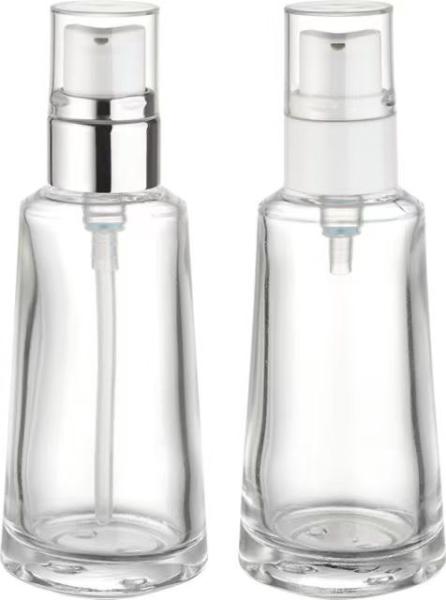 Quality Round Glass Cosmetic Pump Bottle For Facial Treatments And Serums for sale