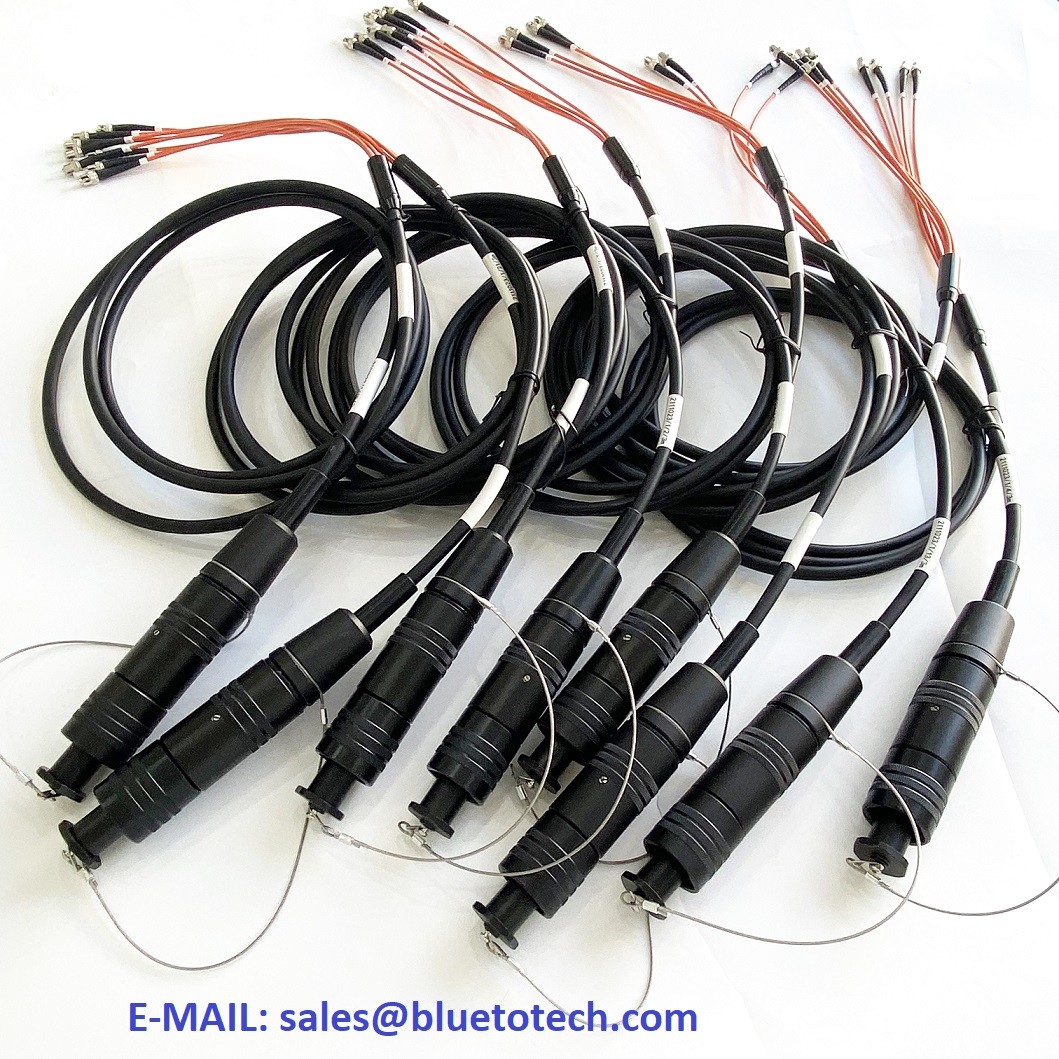 TFOCA to ST 4CH Tactical Fiber Cable Assembly Waterproof Military TFOCA to ST 4Core Fiber Optic Patch Cord