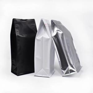  plastic coffee mate packaging bag quad side seal bag with flat bottom Manufactures