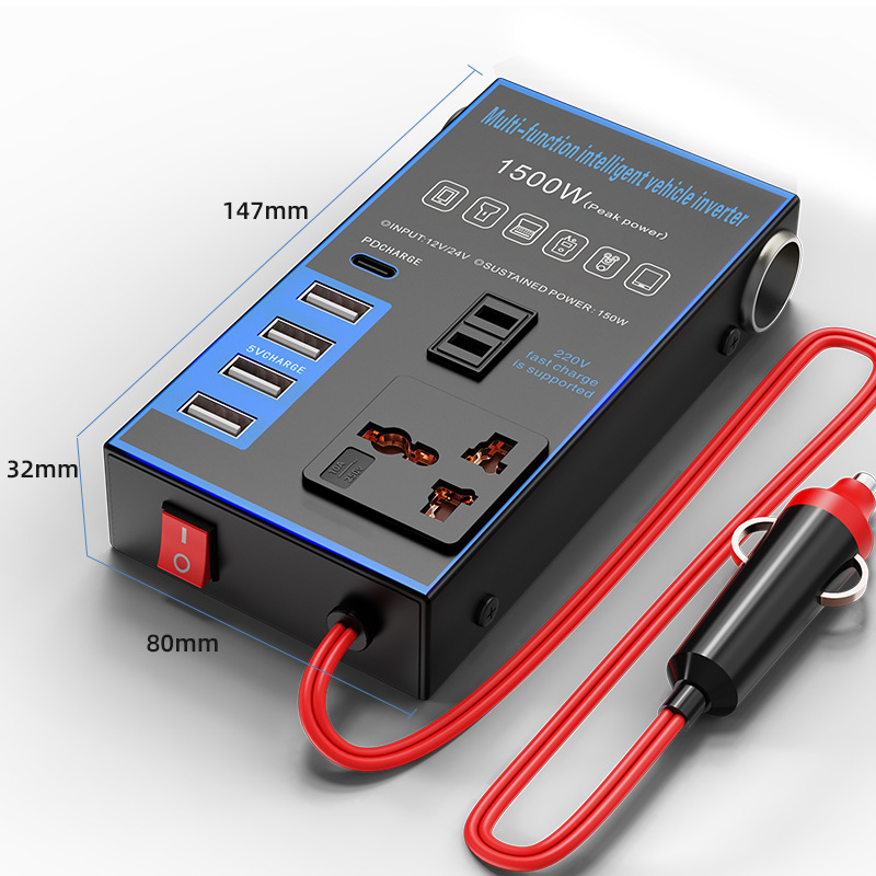 Modified Sine Wave Output 150W-200W Hybrid Grid Inverter DC 12V to AC 110V Inverter with Dual USB Ports and Type C