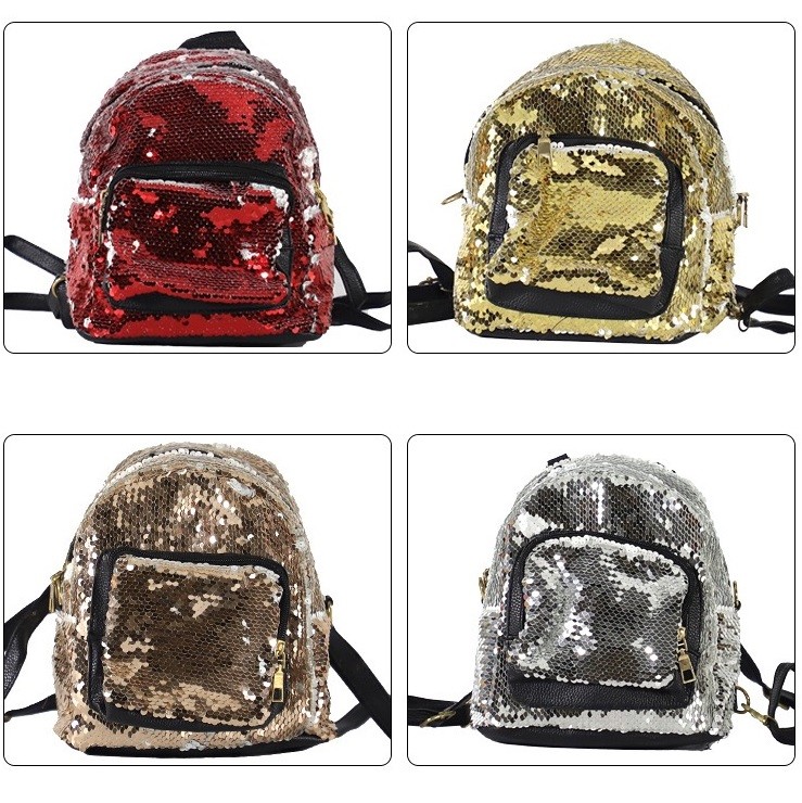 Custom Photo Glitter Sequin Backpack Trendy Travel Backpack For Sublimation Printing