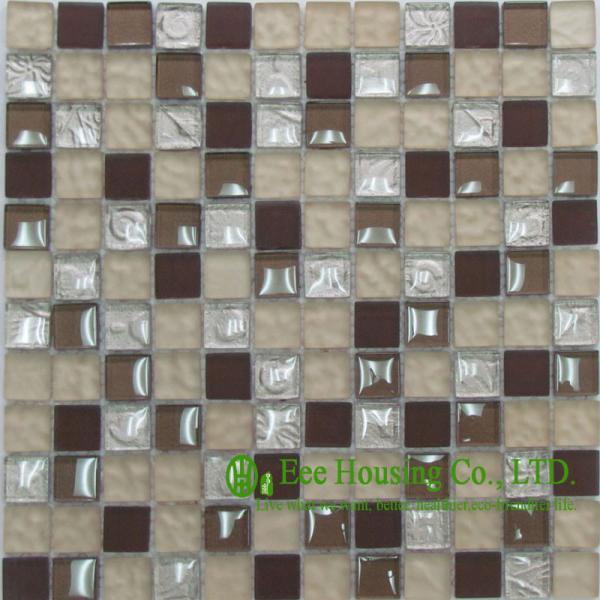 Dust-proof Glass Crystal Mosaic Tile For Bahroom/Kitchen, China Glass mosaic