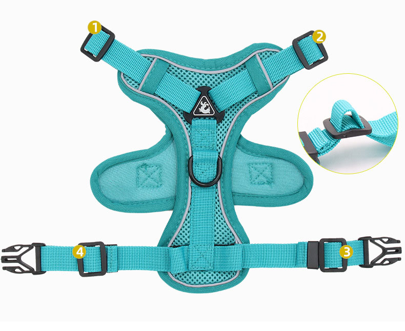 Polyester Reflective Pet Vest 1.5m Traction Leash Blue Dog Harness