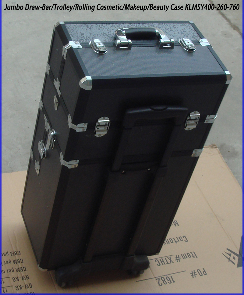 aluminum Rolling Beautitician Case with folder drawers KLMSY400-260-760