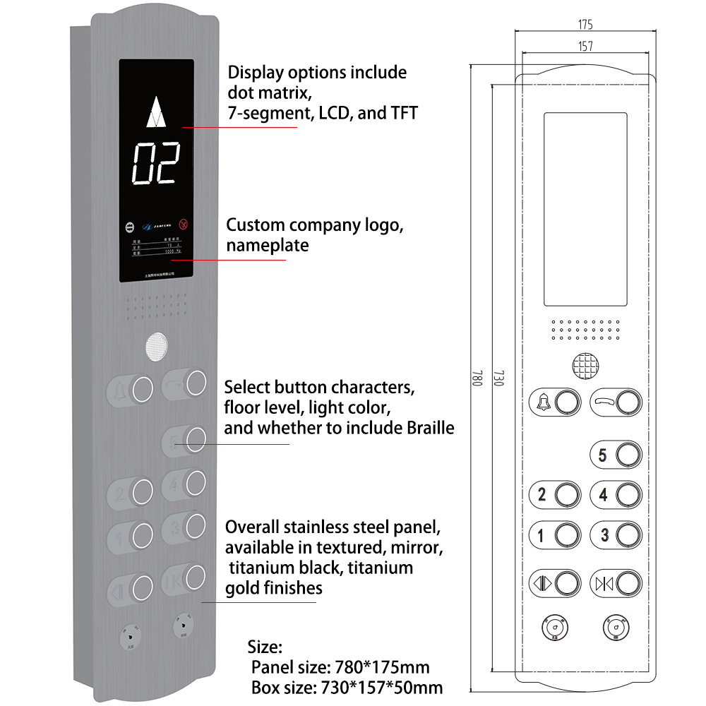 China Elevator Parts Lift Car Control Panel SUS COP With Box on sale
