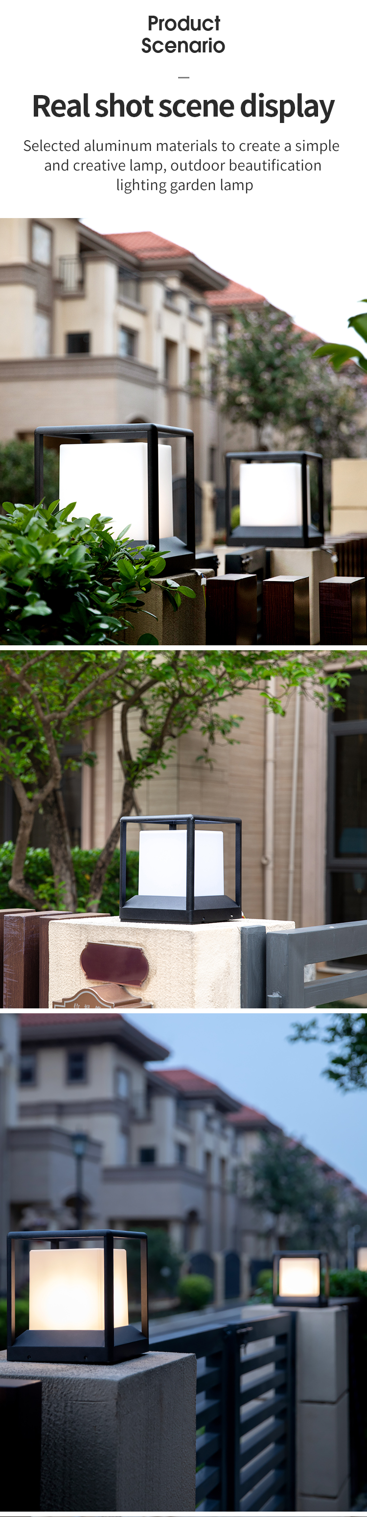 Die Cast Aluminum Solar Pillar Light 5 Watt E27 Base For Outdoor Driveway