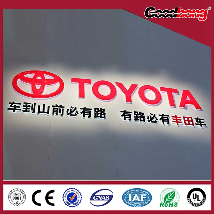 arcylic 3d led outdoor /indoor vacuum forming chorme illuminated car signage
