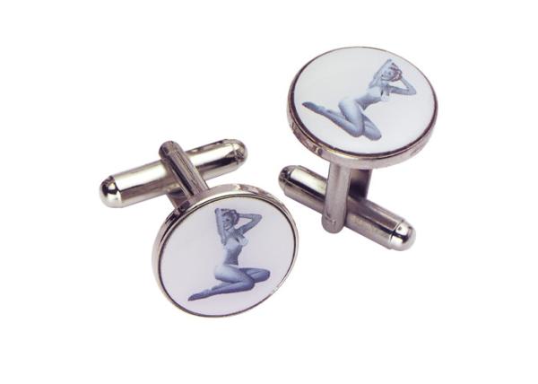 Zinc Alloy, Aluminum, Stainless Steel Cufflink With Synthetic Enamel, Offset