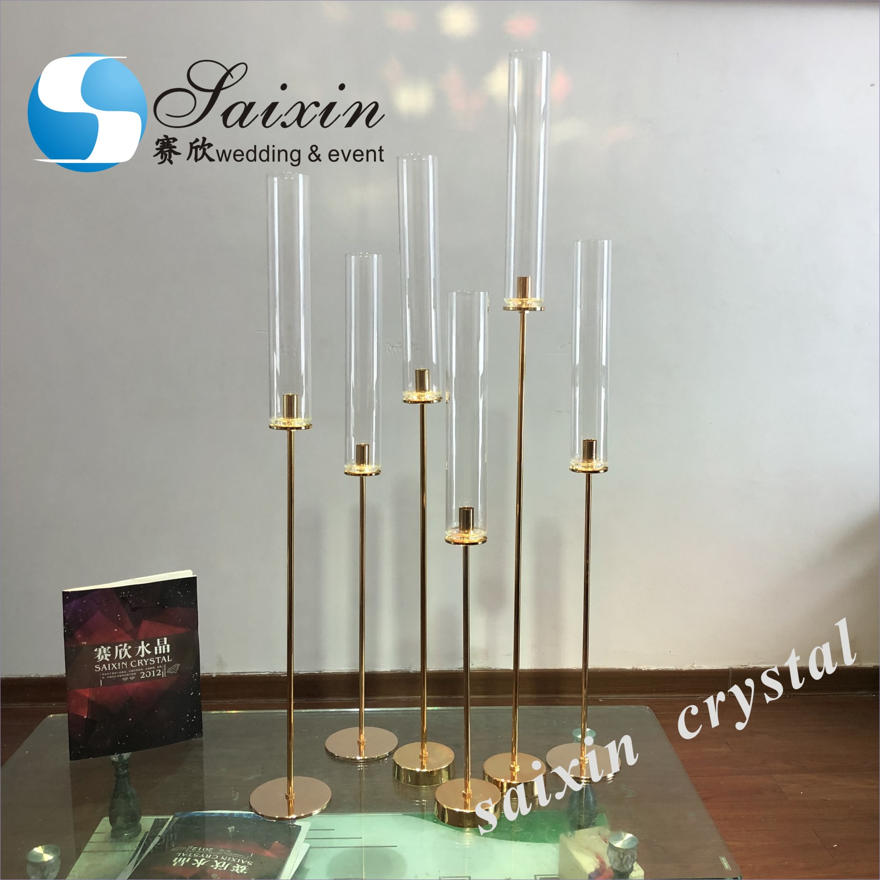 Single Rose Gold Candle Centerpieces Unity Metal Candle Holders 3 Piece Set