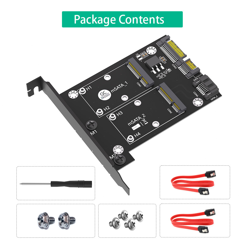 MSATA Hard Disk Application Dual SATA3 Converter Adapter Card with Full Height Bracket