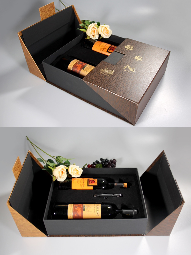 Custom Luxury Colorful Wine Bottle Shipping Boxes and Inserts with Logo