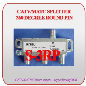 CATV/MATV 2-way splitter with 360 degree round PIN