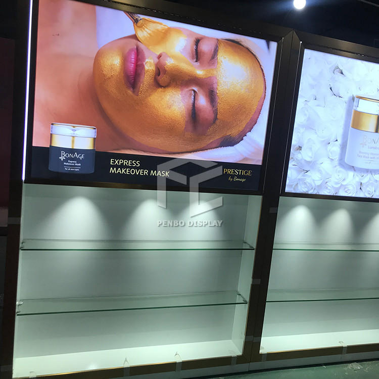 10mm Tempered Glass Skincare Display Shelves For Cosmetic Shop ODM