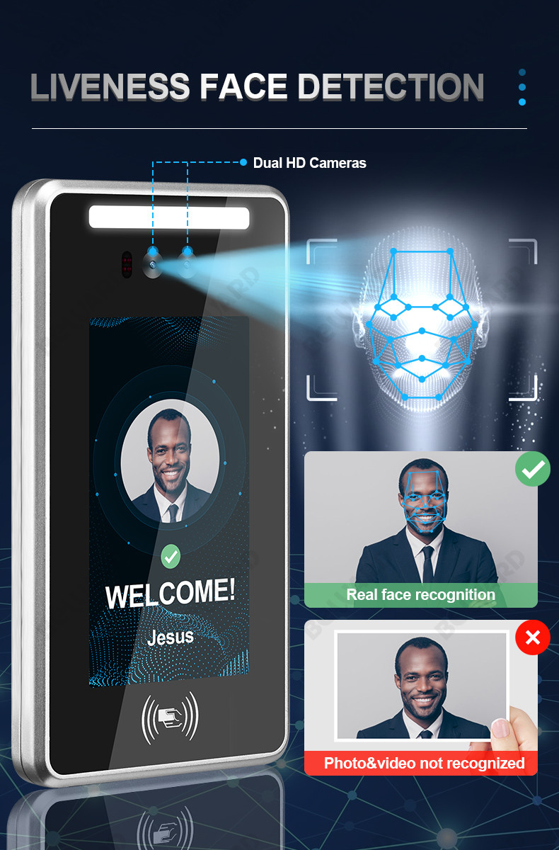 7" NFC SDK/API Face Recognition Time Attendance System