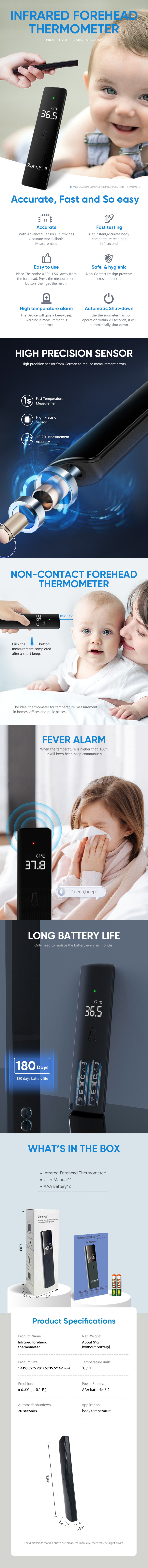 Zoneyee Customizable LOGO black buy blood pressure monitor low temperature digital thermometer best room thermometer