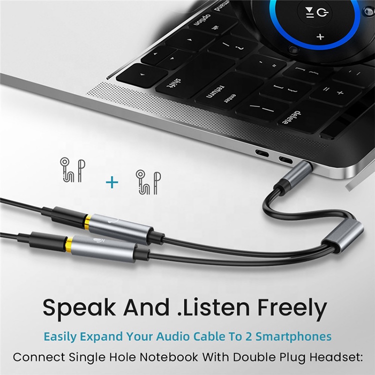 Splitter 3.5mm Jack 1 Male to 2 Female Aux Headset Adapter Audio Mic Cable